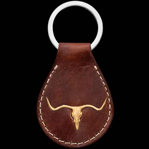 "Our Cattle King Custom Keychain is a true beauty, crafted from high-quality leather with a signature figure front and center, making it an eye-catching keychain for anyone to see. Customize your Cattle King keychain with one of our signature figures